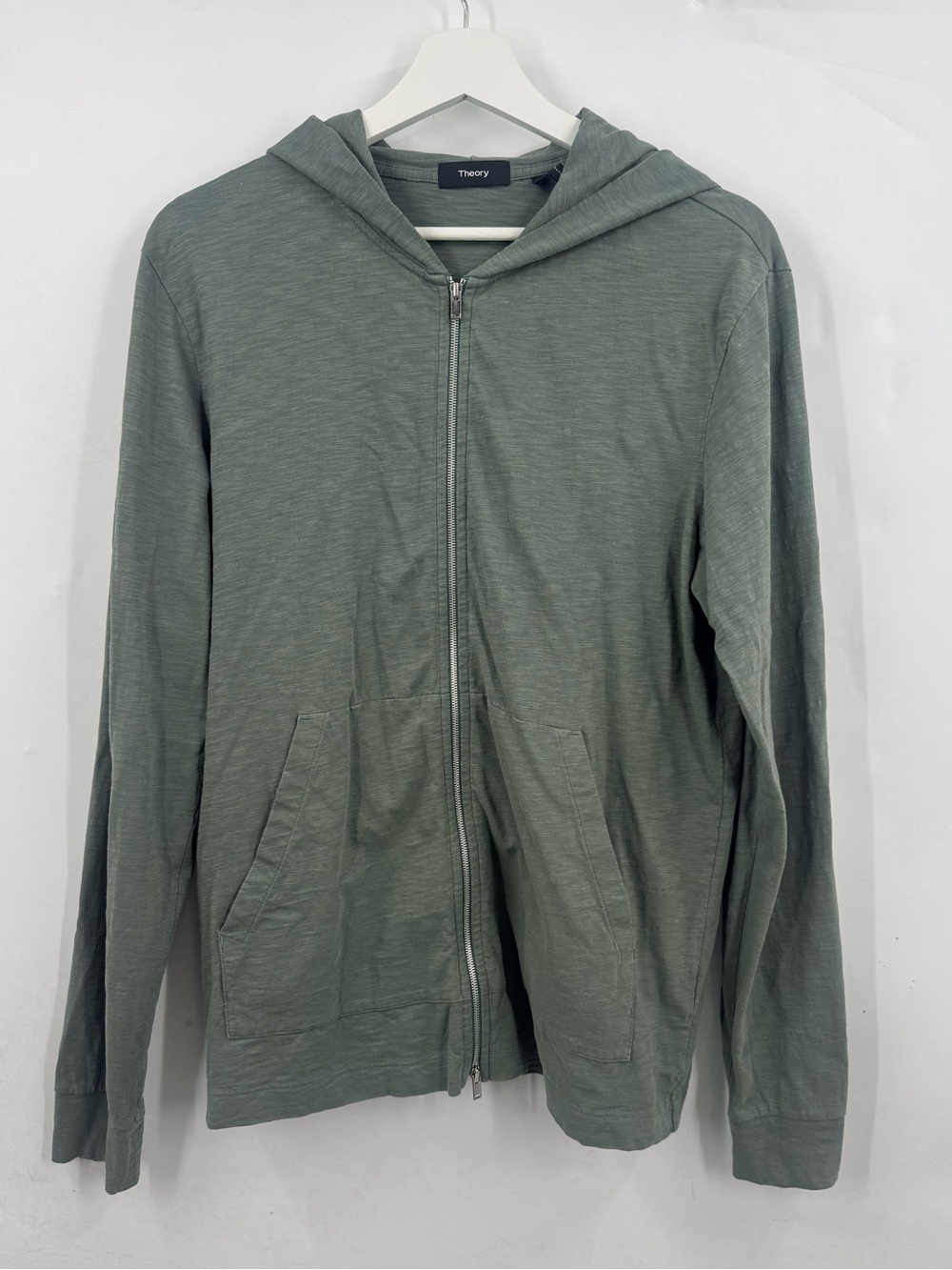 Theory Full-Zip Hoodie Lightweight Jacket Size Medium 100% Cotton